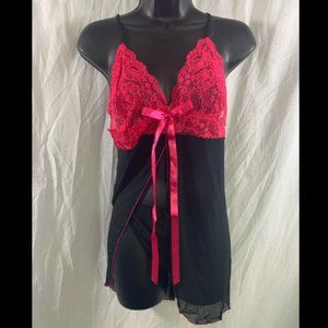 AvidLove Womens Pink/Black Lace Lingerie Size Med
